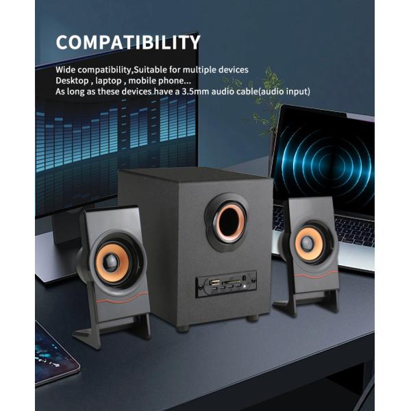 Desktop Wooden PC Speaker USB 2.1 Channel with Blue Tooth Audio and USB Connection