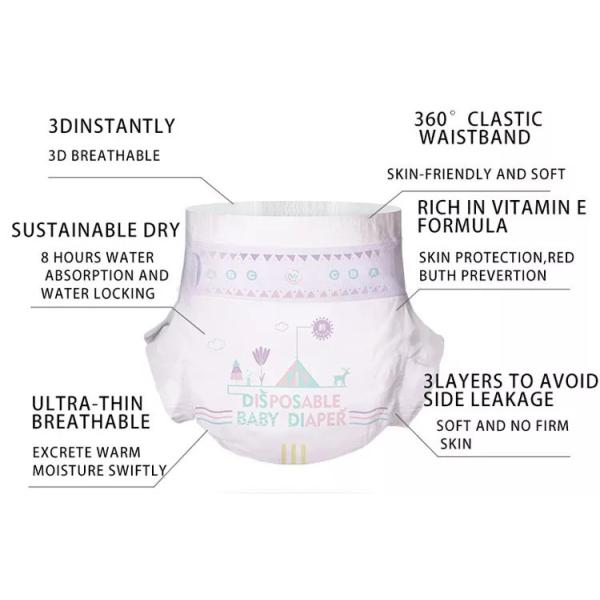 Wholesale Ultra Soft super absorb Disposable Baby Diapers With Breathable Backsheet