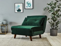 China Tri Foldable Upholstered Daybed Malachite Green Velvet Sofa Bed Chair on sale