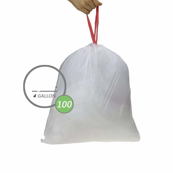Quality Rolled Drawstring Kitchen Trash Bags , Hdpe Trash Bags White Colour for sale