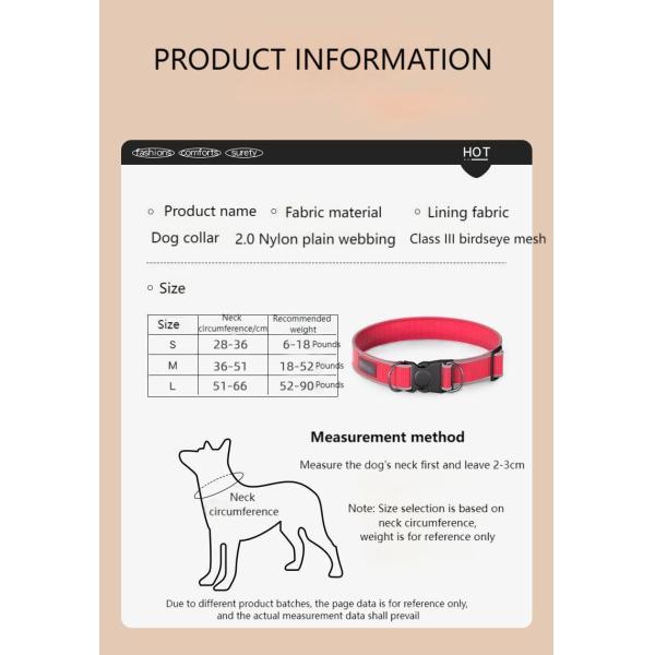 Anti-breakaway dog collar Reflective anti-lost dog collar Adjustable medium and large dog pet collar