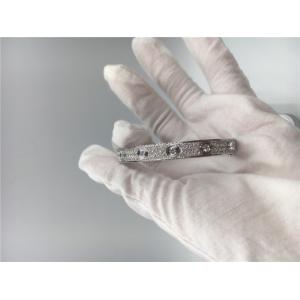 Simple Diamond Bangle Bracelet , 18k White Gold Love Bracelet