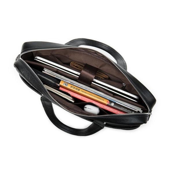 Full Grain Leather Briefcase Attache Laptop Bag Black Unisex Classy BRB03