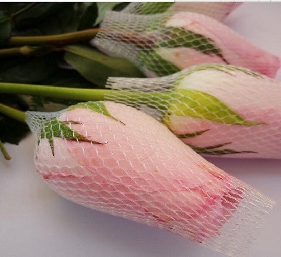 White Extruded Rose Protective Netting Sleeve PE Protective Mesh Net for Rose
