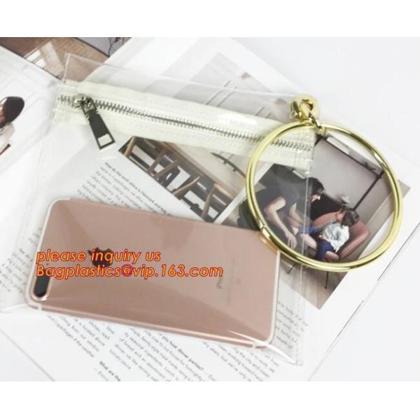 Cosmetic Sewing Metal Zipper Bags, PVC leather cosmetic bag metal double zipper puller makeup bag, Metal Zipper Printing