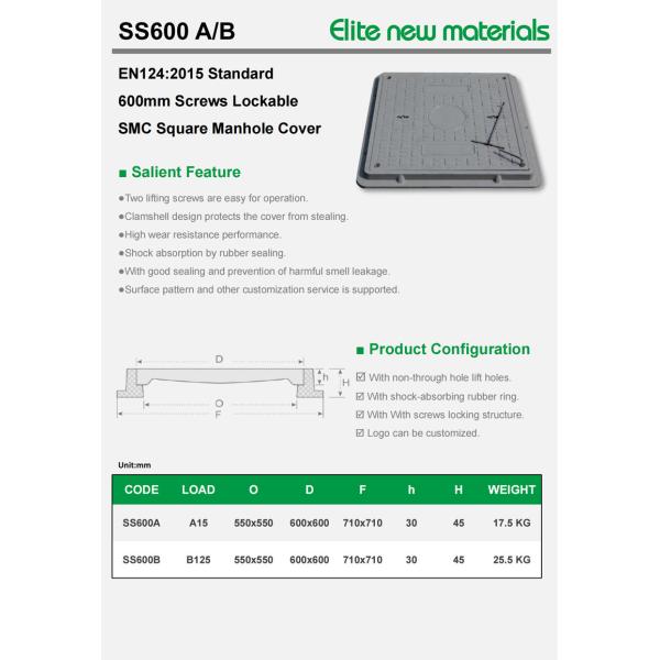 Slip Resistant Surface A15 B125 C250 Manhole Cover 500mm UV Stable For Extreme Weather