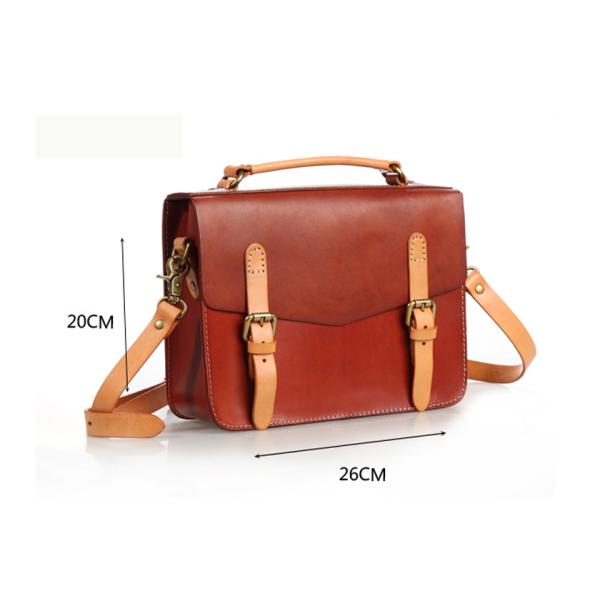 Brown Vintage Handbags for Lady Leather Briefcase Leather Satchel Bag