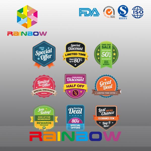 Colorful Vivid Irregular Economic Recyclable Custom Paper Labels Bottle / Plastic Bag