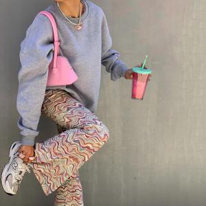 Cheap Polyester Fiber Temperament Ladies Casual Pants High Waisted Flare Pants wholesale