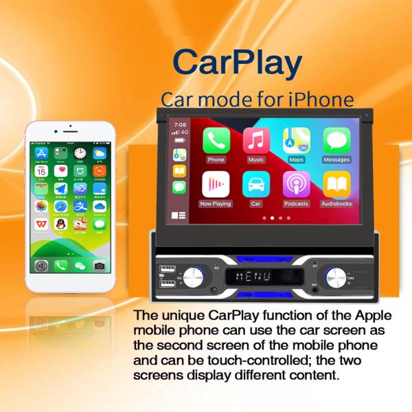 7'' Car Radio Retractable Screen Android 11 Car Multimedia Player GPS MP5