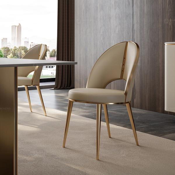 White pu leather ss furniture dining room modern dinner chairs