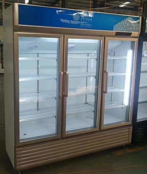 Stainless Steel Beverage Glass Door Display Freezer Refrigerated Cold Beer Drink 1