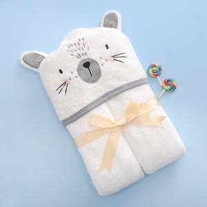 Cheap Embroidered Logo Baby Hooded Bath Towel Infant Set 100% Cotton Natural Terry wholesale