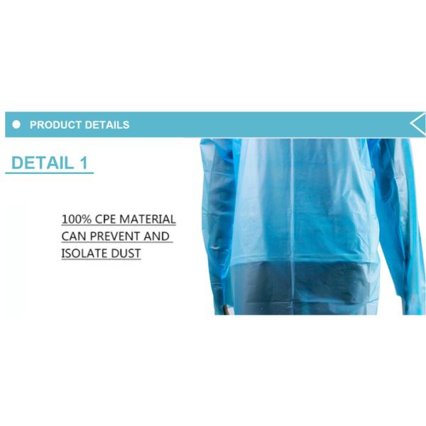 Protective CPE Plastic Gown Water Resistant For Adult 102x194cm