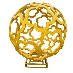 Cheap Metal Flower Ball Golden Sculpture Large Metal Garden Ornaments wholesale