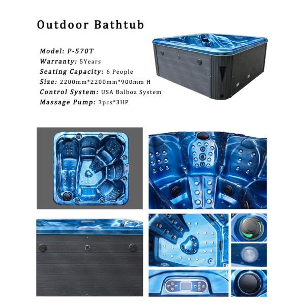 Luxury Acrylic Large Whirlpool Massage Bathtub Outdoor Spa Hot Tubs
