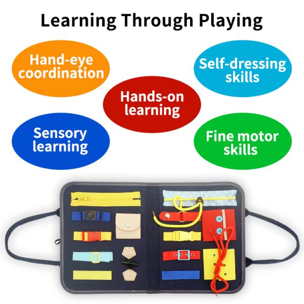 Felt Busy Board Montessori Toys for Toddler, Montessori Educational Busy playboard with latches