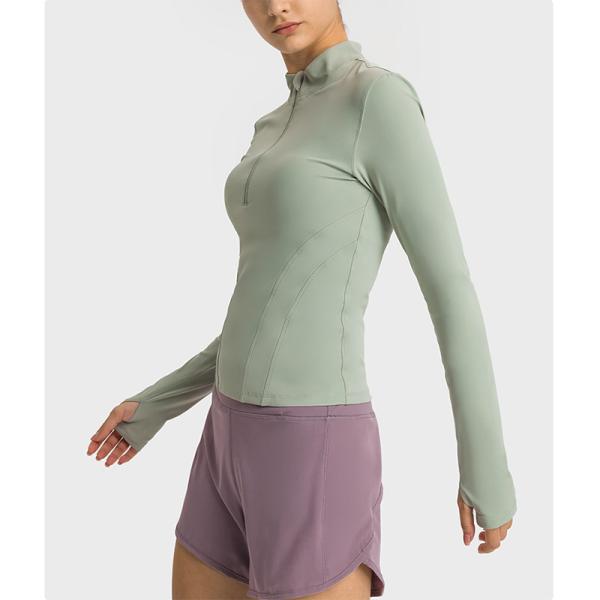 Stand Collar Hidden Zip Horse Riding Tops Stretch Equestrian Base Layer Active Stretch