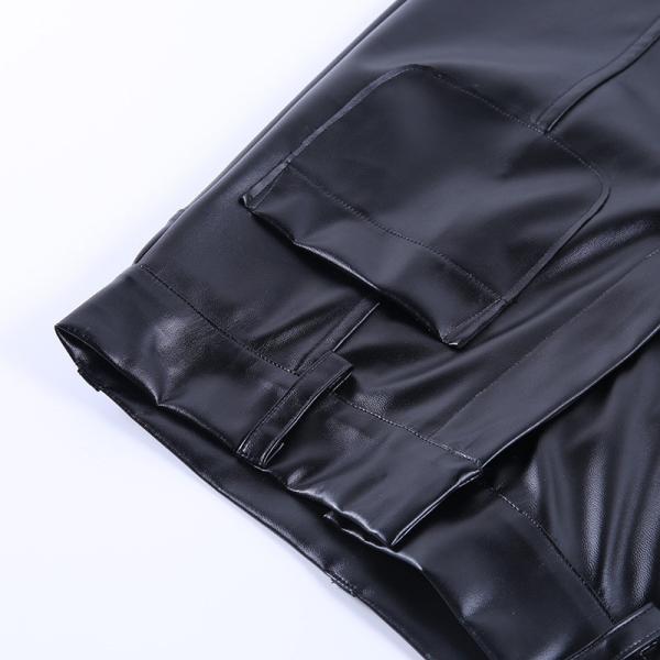 Sexy High Waisted Leather Pants Women Double Pocket
