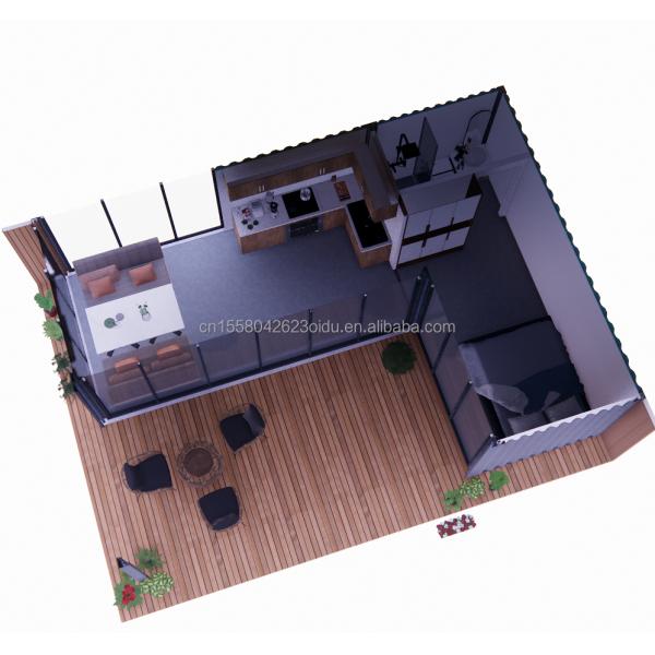 2 Bedrooms Prefabricated Tiny Home Made of Steel Material for Modern Design Wooden Residential Home in Outdoor Office