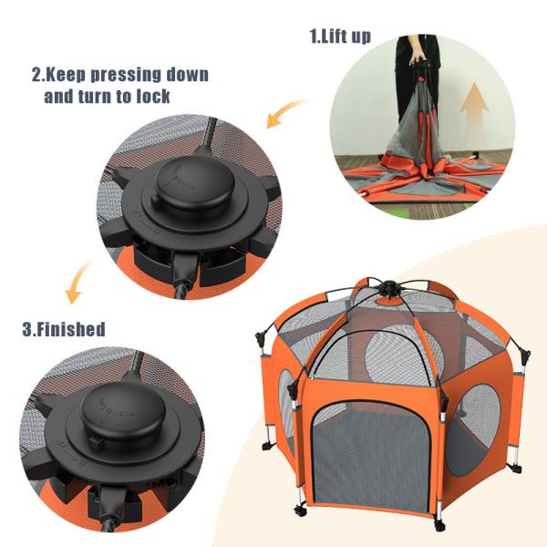 162cm Baby Play Yard Folding Indoor Pop Up Play Tent UV Protection Grey Color