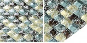 China Multicolor Bathroom Sink Backsplash Tile , Crystal Plated Bathroom Mosaic Tile Backsplash on sale