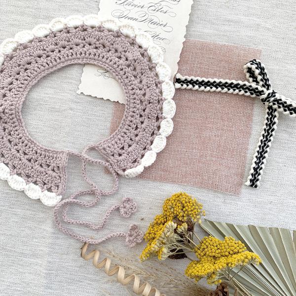 Y-F Hand Crochet Baby Girls Lotus Ruffle Lace Doll Neck Fake Collar for Girls