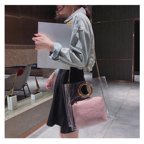 portable tote square fashion women ladies handbags, jelly duffle bag, reusable shopping bag, promotional
