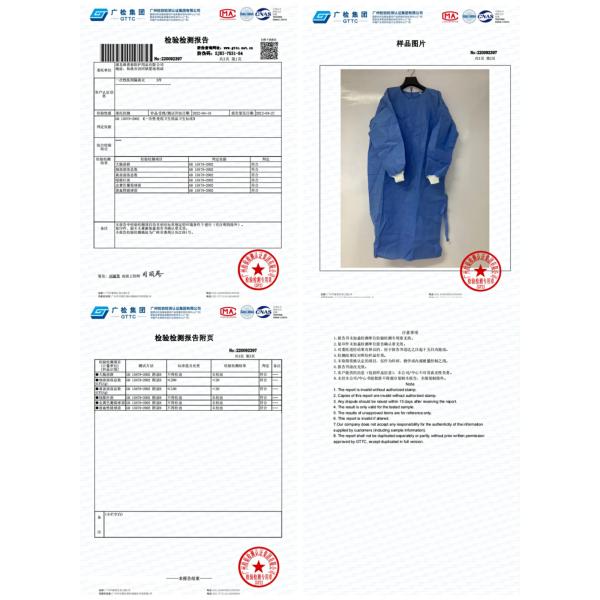 Disposable SMS Non Woven Isolation Gown For Hospital Level 3 Waterproof Protection