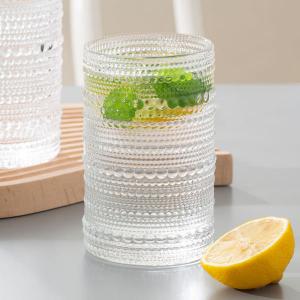 China Beaded Highball Embossed Hobnail Drinking Glasses Clear 12 Ounce Lead Free 342ml on sale