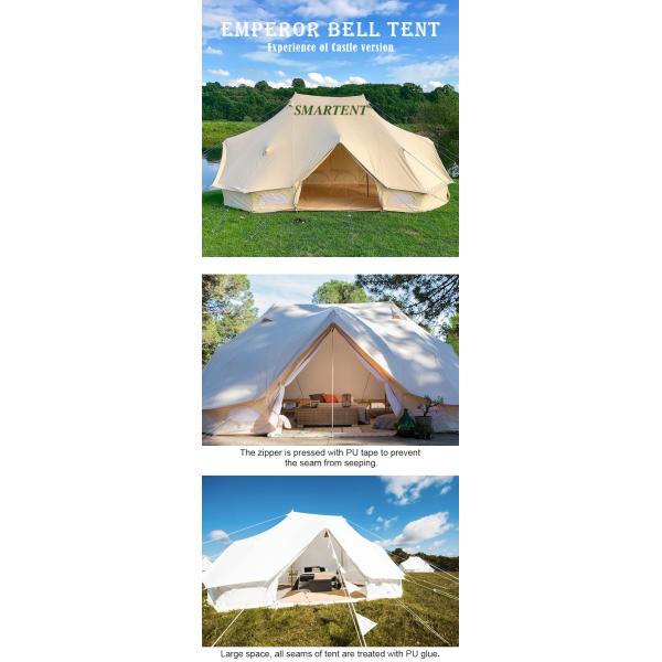 400X600X300CM Beige Cotton Canvas Outdoor Camping Tents Emperor Bell Tent Single Layer