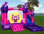 Jump And Slide Pink Bounce House PVC Plato Tarpaulin Scratch - Proof 4*4*4m