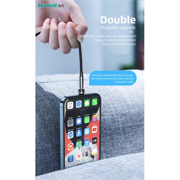 Micro Lighting Magnetic 3 In 1 Cable , Nylon Magnetic Cable Fast Charging