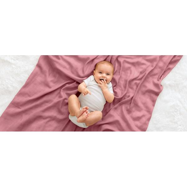 4-Pack Organic Muslin Swaddle Blankets 47x47 Inches Made from 70% Bamboo Viscose and 30% Cotton