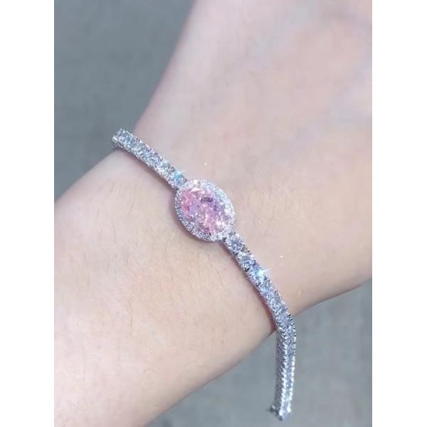 2.87ct Pink Diamond Tennis Bracelet Oval Cut Loose Synthetic Diamonds