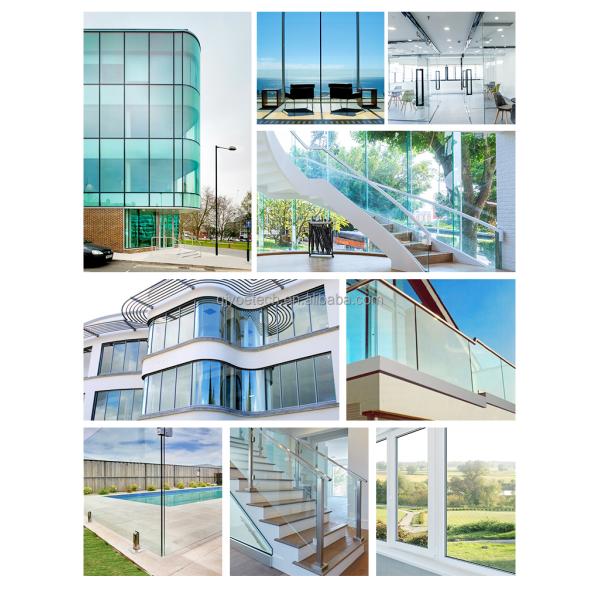 Clear Float Curved Tempered Glass With Edge Polished Silk Printing for Construction