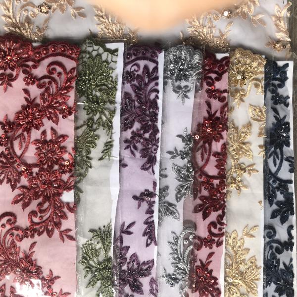 Easily Customizable Luxury 3D Beaded Embroidery Lace Fabric New Design Lace for Party Dance Dress Women's Dress