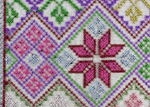 Cheap Multi Colored Cross - Stitched Embroidery Lace Fabric From Schiffli Lace Machine wholesale