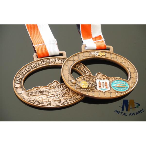 Durable Small Metal Medallions Antique Copper Plated Medailles Oval Shape