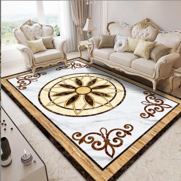 Polyester Fiber Oval Flower Household Bedroom Living Room Floor Carpet Special Style