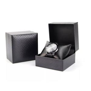 Cheap PU leather Custom Watch Box Packaging black Stripe Elegant wholesale