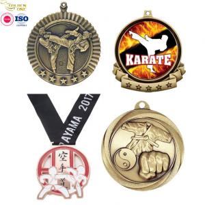 Cheap Manufacturer Custom Shiny Gold Plated Soft Enamel Medallions Laser Logo Judo Metal Zinc Alloy Karate Medal For Honor wholesale