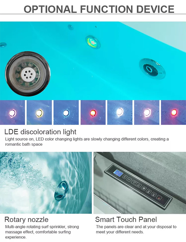 Freestanding Jacuzzi Hydromassage Bathtub 1 Person Eco Friendly Material