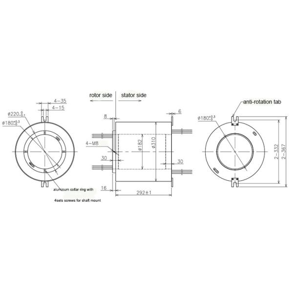 Big Bore Rotary Industrial Slip Ring 0-220VAC/VDC With Limit / Encoder Signal