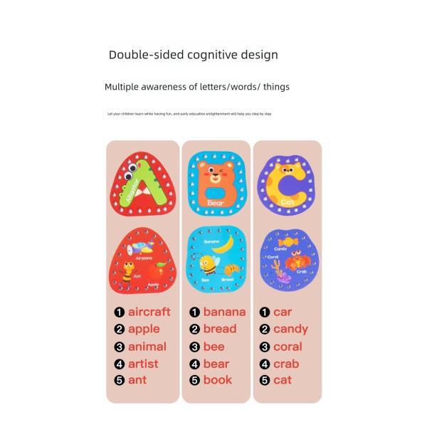 Double Sided Sewing Cards Imagination Development Lacing Toys Games for Children