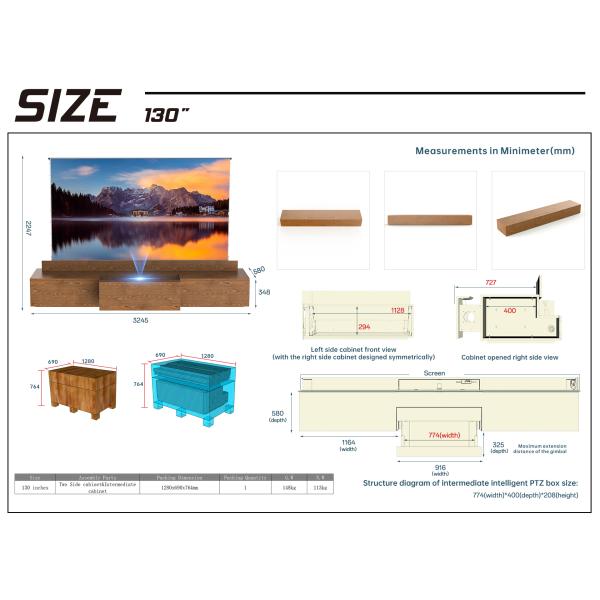 100 Inch / 120 Inch / 150 Inch Motorized Laser TV Cabinet Modern Living Room UST Smart Cabinet