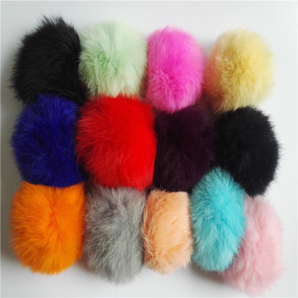 Red plush rex rabbit fur ball keychain / animal pom pon / pom poms fur bag charm
