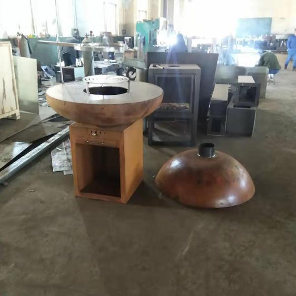 Modern Charcoal Rusty Finish Corten Steel Fire Pit For Outdoor Kitchen  BBQ Cooking Use