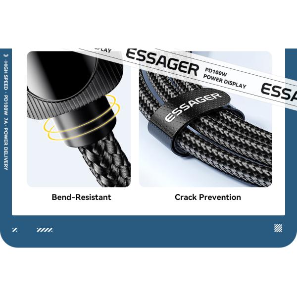 Cotton Yarn USB A To Type C Cable 100W ESSAGER ES-X57 Series