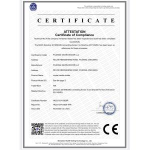 PUJIANG SAIXIN DECOR LLC Certifications